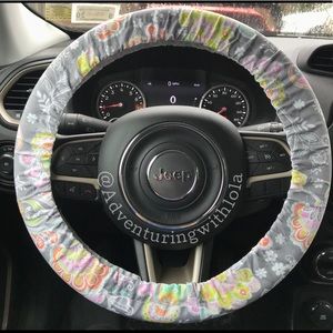 Heather - Boho Hippy Grey Steering Wheel Cover